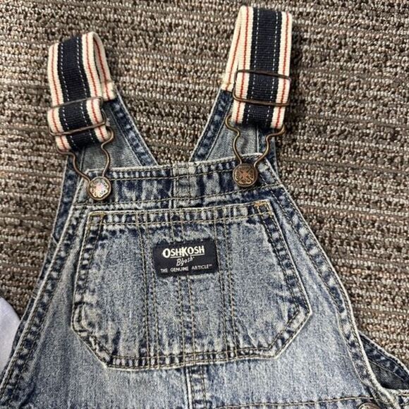 OshKosh B'Gosh Outfit Denim Overalls and Airplane Button Up - Picture 8 of 12